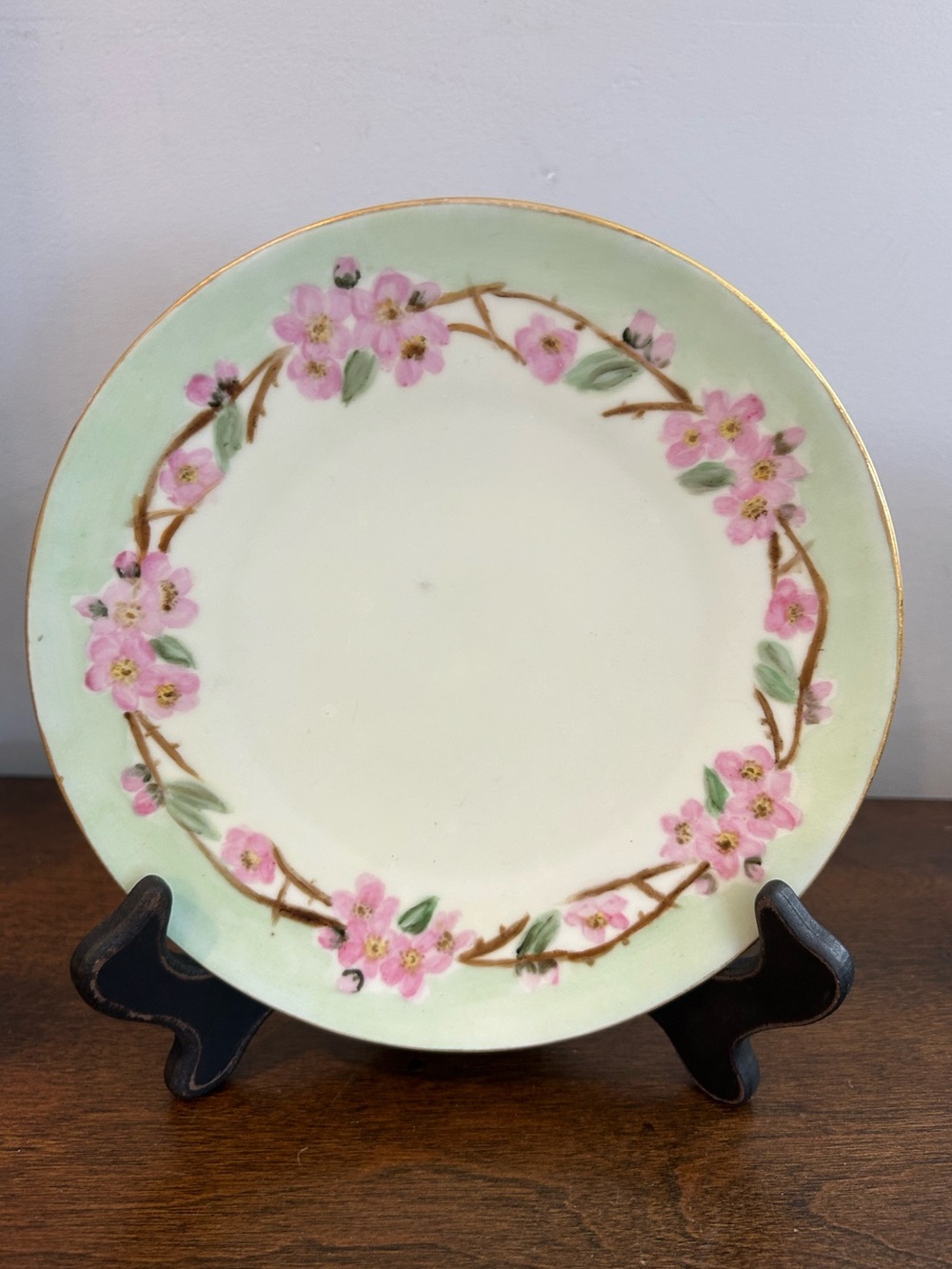 Silesia Hand Painted Floral Porcelain Plate Gold Trim Approx 7.5 Inches Read
